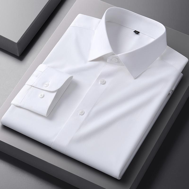 Мужские рубашки с длинным рукавом однотонные из бамбукового волокна приталенные формальные однотонные для работы топы мягкая офисная одежда