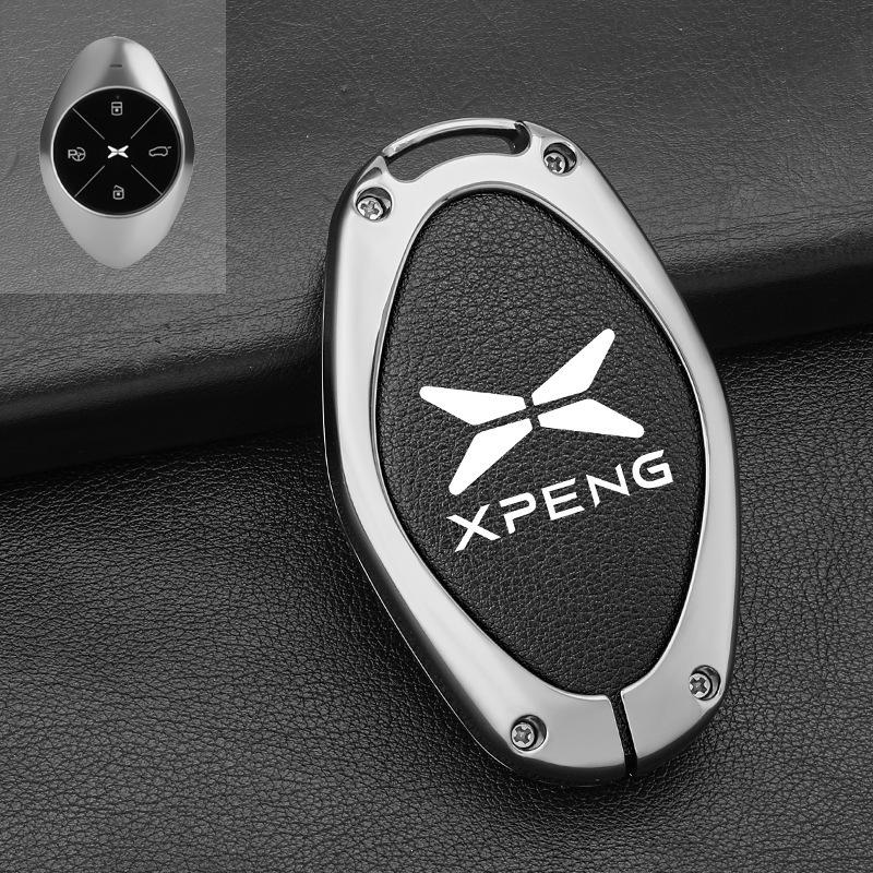 Чехол-брелок для ключа автомобиля из сплава+кожи для Xpeng Xiaopeng p7 p7i p5 g3 g3i g9 g6 22-23 Держатель Аксессуары для брелока в салоне