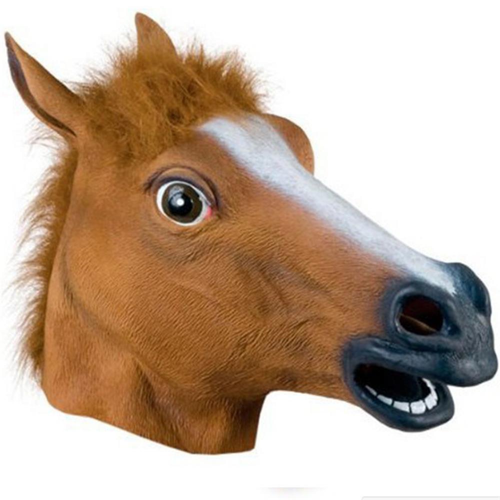 Adult Brown Horse Head Mask Halloween Party Animal Costume Novelty Fancy Prop