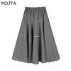 Plus Size Spring Summer Women's High Waist Casual Cotton Vintage Plaid Skirt Mid-length A-line Hip Skirt