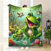 Peacock and Frog Pattern Flannel printed blanket suitable for all seasons suitable for living room office sofa and travel