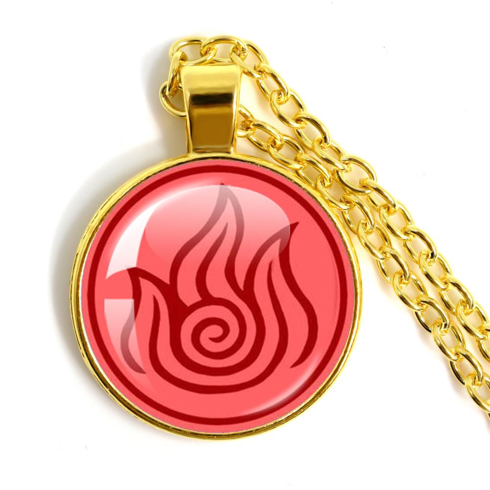 Anime The Last Airbender Fire And Water Tribe Elements Of Water Earth Fire And Air Dome Glass Cabochon Necklace Gift