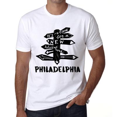 Мужская винтажная футболка Футболка с рисунком Time for New Advantures Philadelphia White