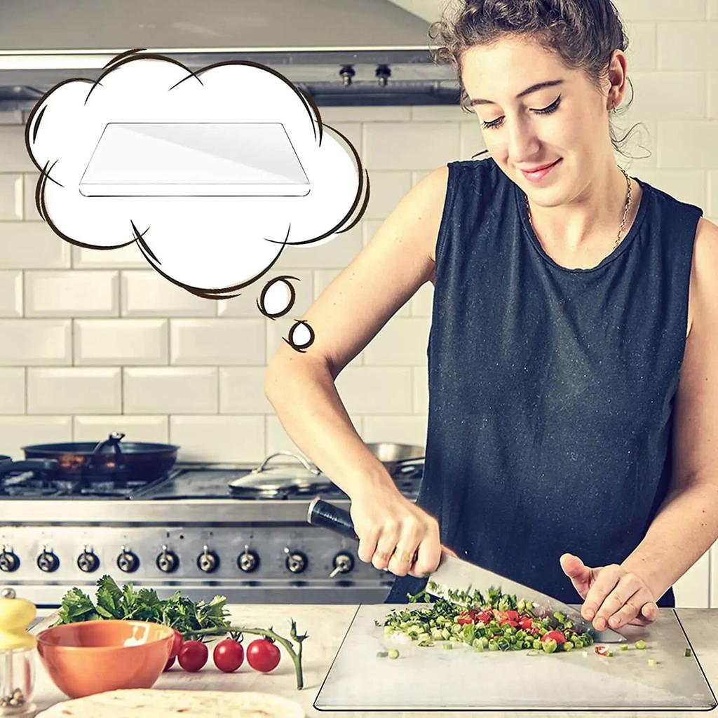 Акриловая прозрачная разделочная доска с губой, противоскользящая кухонная разделочная доска, защита для столешницы, кухонный гаджет