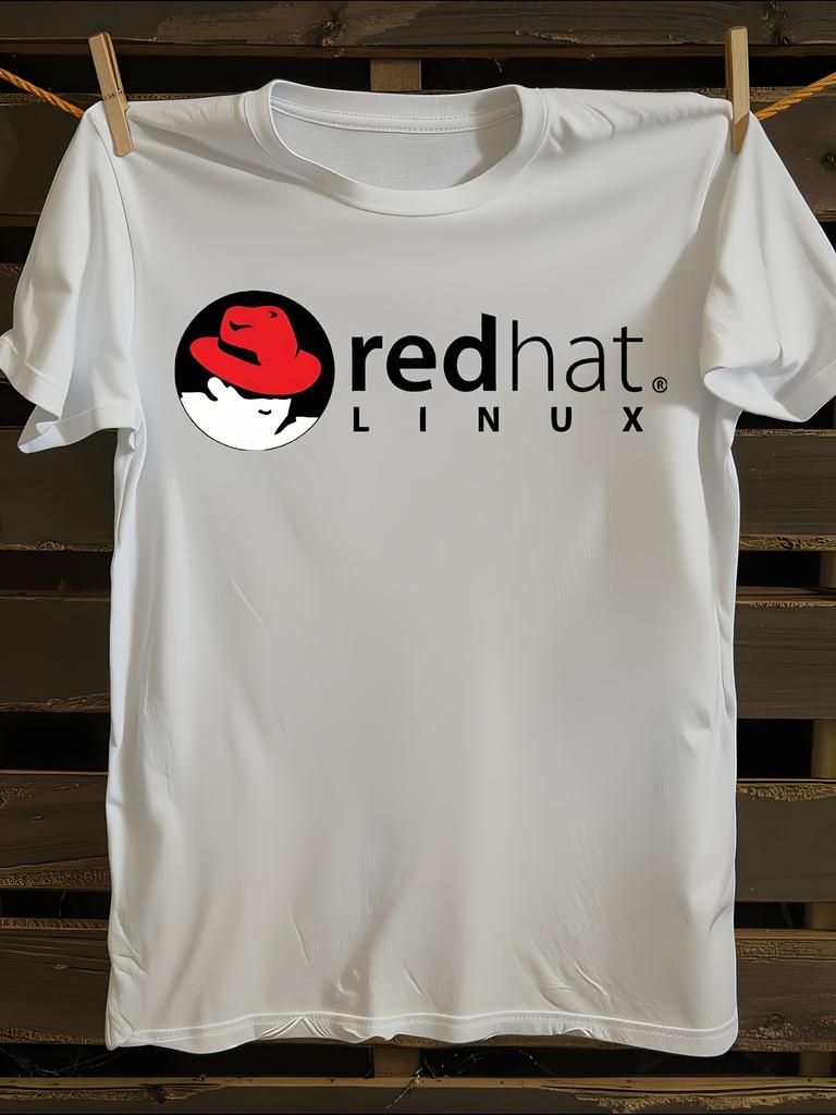 Мужская футболка с логотипом Red Hat Linux Женские футболки с принтом букв Футболка с коротким рукавом Повседневная уличная футболка Топ