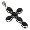 Natural Black Spinel Gemstone Handmade 925 Sterling Silver Pendant 3.35" T3m41