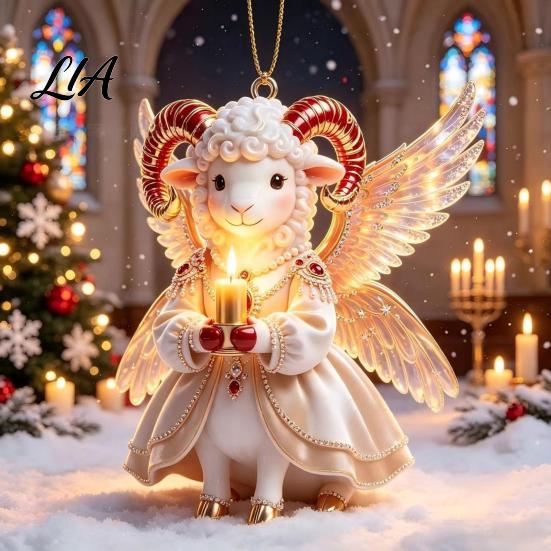 Creative Holiday Gift Goat Car Mirror Charm, 2027 Zodiac 2D Flat Acrylic Hanging Unique for Friends Pendant, Cute Animal Keychain Bag Backpack,