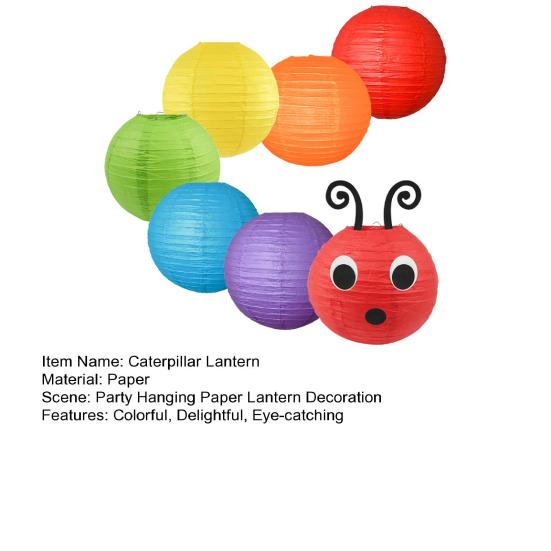 7 шт. бумажных фонариков-гусениц, украшение для вечеринки по случаю дня рождения в тематике гусениц, с глазами и ртом, для украшения потолка школьного класса