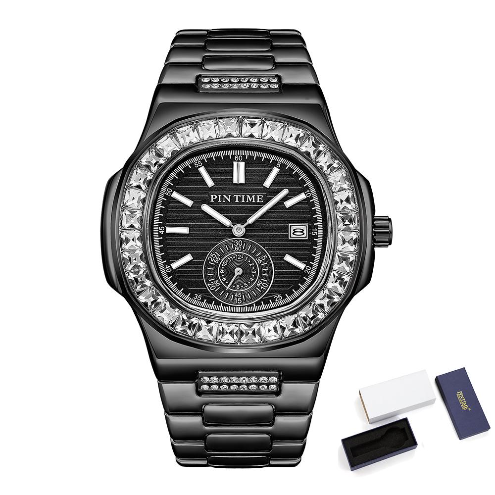 PINTIME Casual Business Men's Watches Top Brand Luxury Wristwatch for Men Diamond Quartz Date Clock Waterproof Chronograph Clock