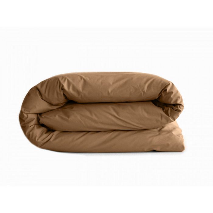 Duvet Cover "Manoir" Pure Combed Cotton Percale Long Fibers 80 Threads/cm² Vent Du Sud - Cognac - Duvet Cover 140 X 200 Cm