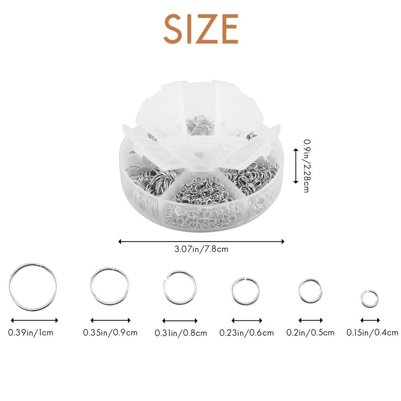 Тренд 2025 1390 шт. Соединительные кольца O-ring Металлические разомкнутые соединительные кольца Набор Металлические соединительные кольца для изготовления ювелирных изделий Соединители