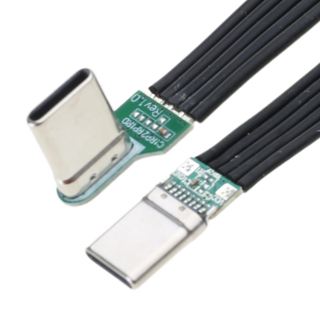 Гибкий кабель Type C - Type C плоский силиконовый мягкий провод с левым и правым угловыми разъемами, 8 вариантов длины для камер и электроники