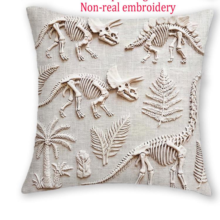 1/4Pcs Dinosaur Fossil Skeleton Throw Pillow Covers Vintage Paleontology Home Decor Cushion Cases For Sofa Bedroom Living Room