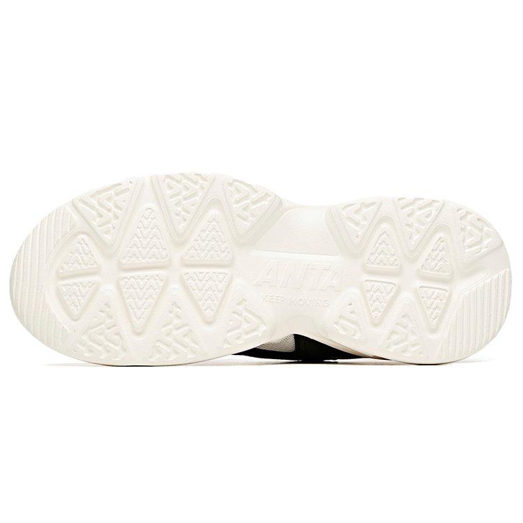 ANTA Chunky Sneakers Women's Low Top Ivory White/Black/Blue 122028825R-4