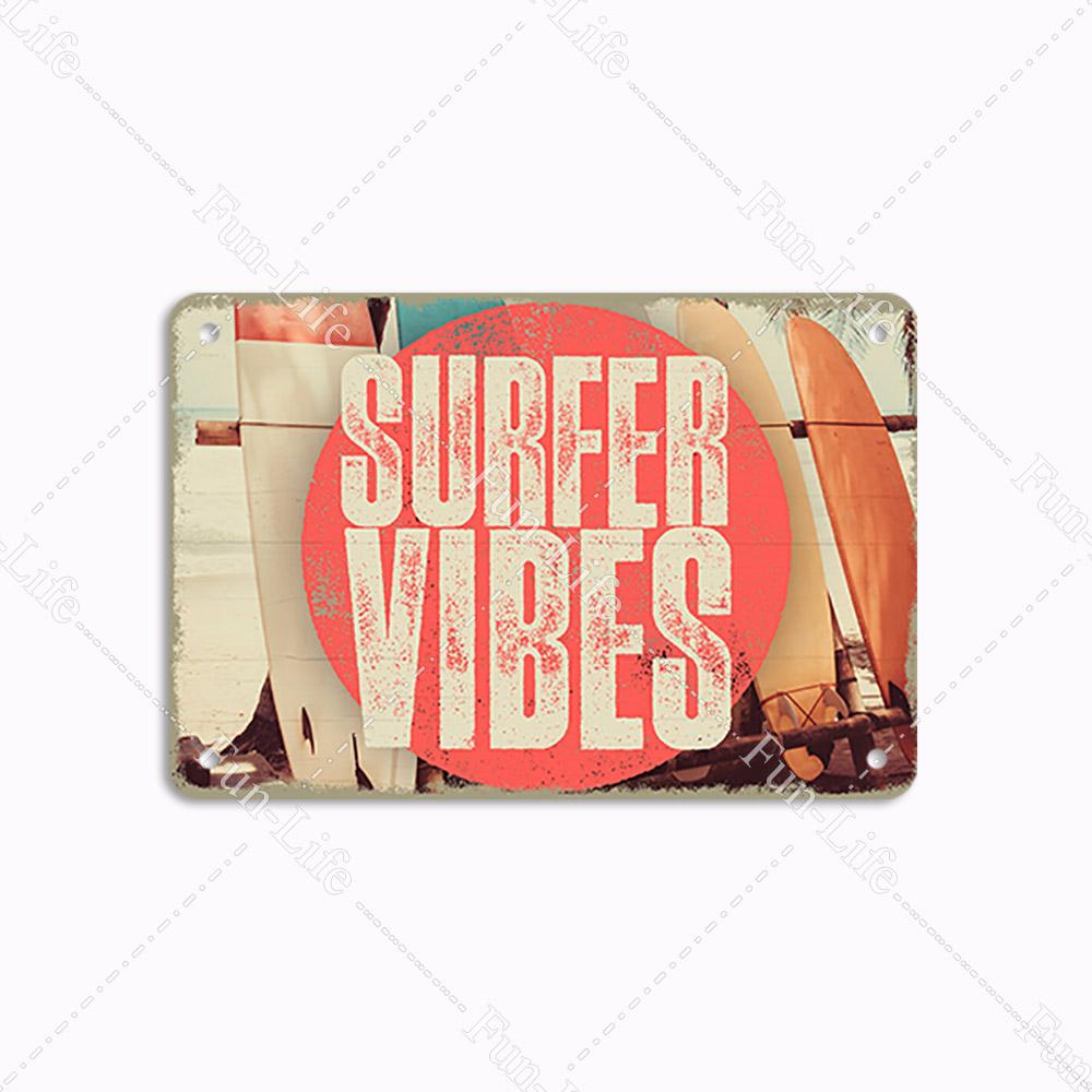 Пляжная жестяная вывеска, бар, паб, кафе, магазин, настенное украшение для серфинга, винтажная металлическая художественная наклейка, плакат, домашний декор, железная пластина 20x30 см