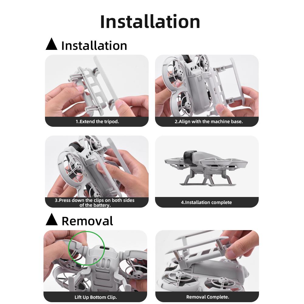 BRDRC For DJI Neo Drone Folding Tripod ABS Landing Gear Extension Legs