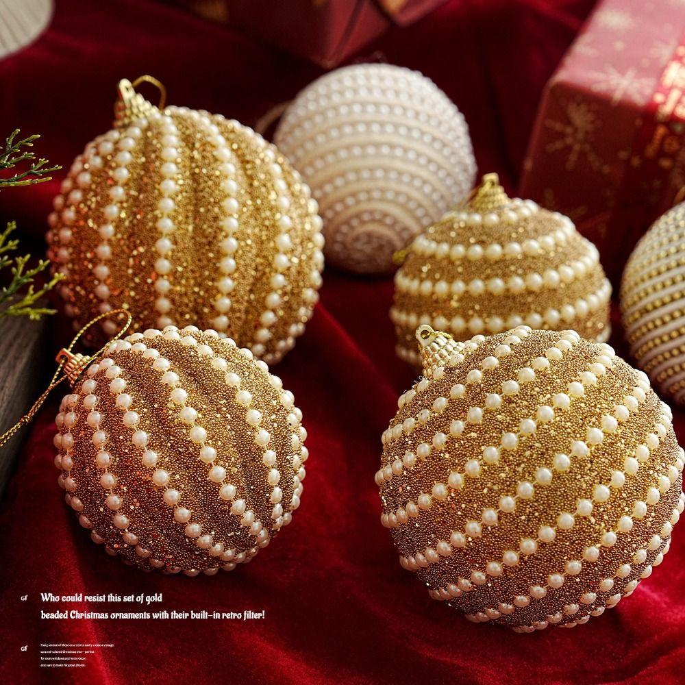 Powder Coated Ball Xmas Bauble Ribbed Wave Texture Foam Ball Pendant Christmas Tree Decor
