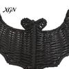 Haunted House Party Decor Woven Rattan Bat Wall Hanging Decoration, Halloween Handcrafted Black Wicker Bat, Seasonal Decorations 3D Scary Rustic