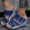 Women's Shoes Casual Fashion Vacation Daily Wear Summer Newspaper Buckle Cowboy Wedge Slippers Sandals