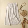 2024 Summer Women's Retro Pure Linen High-Waist A-Line Midi Skirt