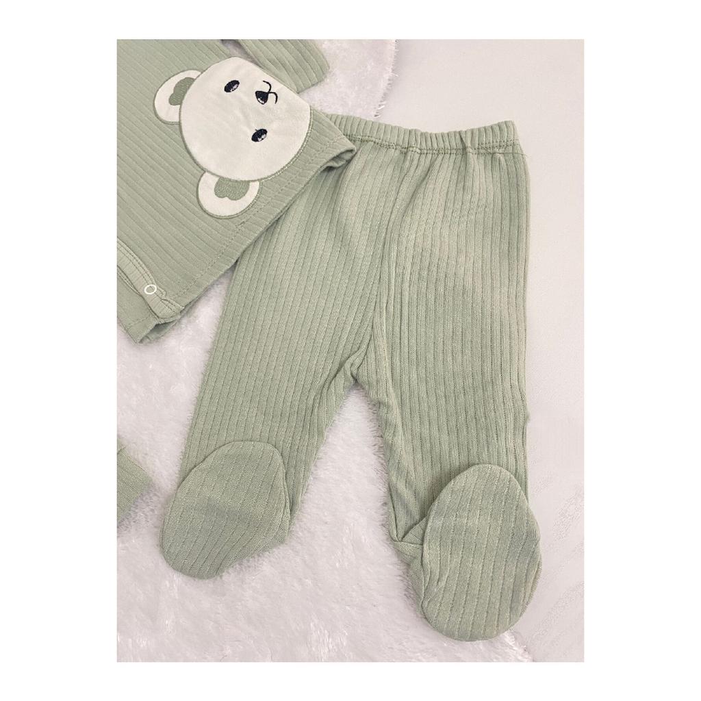 Baby Boy Teddy Bear Detailed 3-piece Hospital Discharge Set Newborn Outfit 0-3 Months 50-56cm Organic Cotton