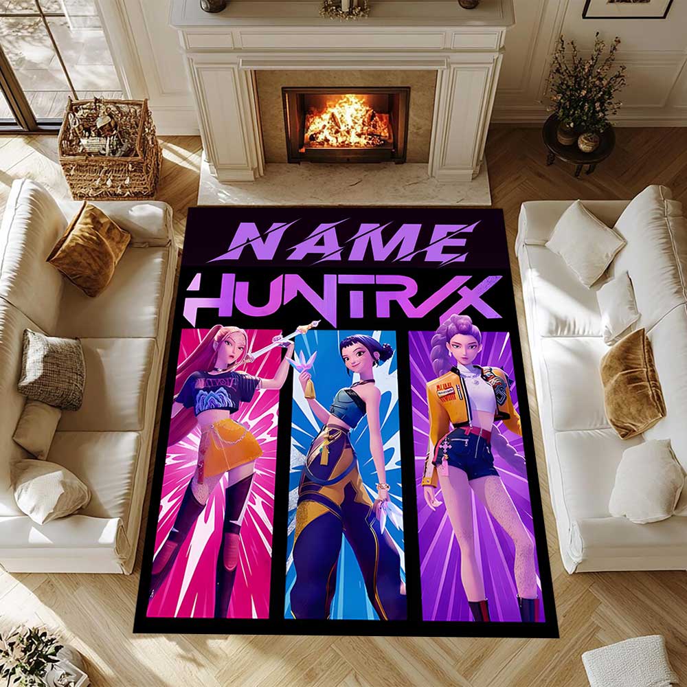 K Pop Demon Hunters Customize your name rug, office chair cushion, home bedroom living room gift.