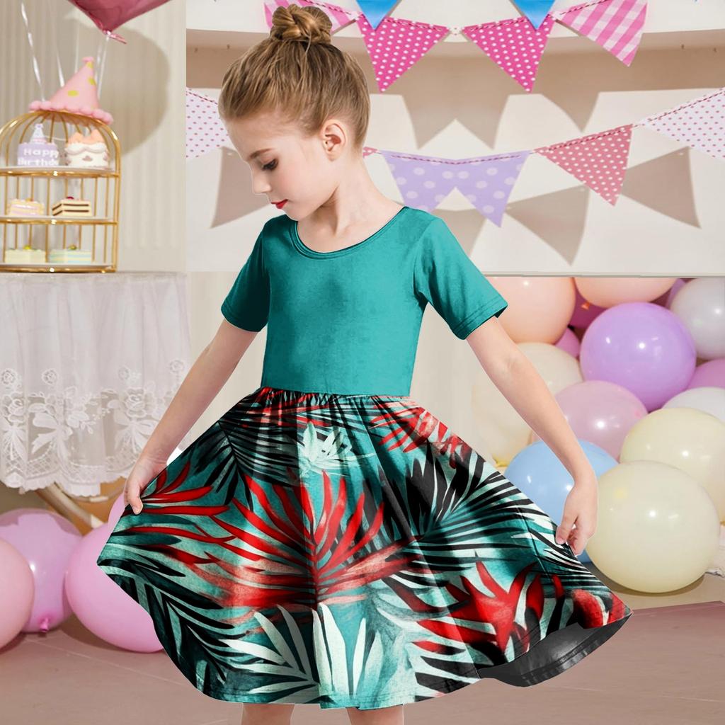 Летнее платье для девочек, платье для малышей, однотонное повседневное платье-футболка с коротким рукавом А-силуэта