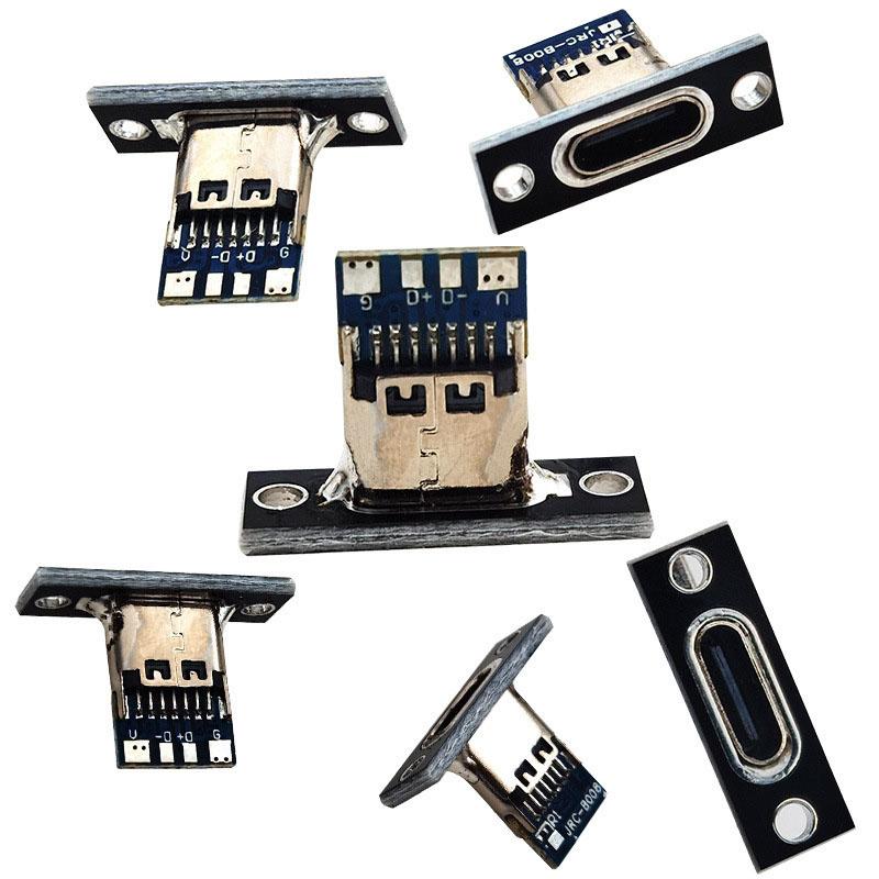 2p 4p Type-C USB Jack 3.1 Type-C 2Pin 4Pin Female Connector Jack Charging Port USB 3.1 Type C Socket Fixing Plate