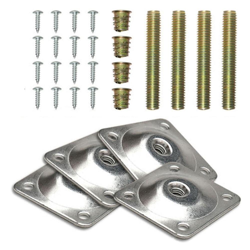Set Of 4 Leg Fixing Mounting Plates Brackets Level Plates With M8 Metal Wood