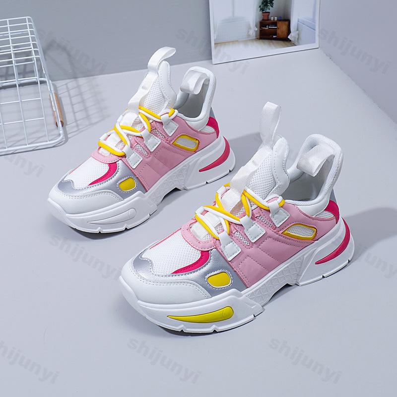 Модная женская вулканизированная обувь Осень Новые уличные нескользящие кроссовки на платформе Модные кроссовки на шнуровке для увеличения роста Удобная обувь для бега