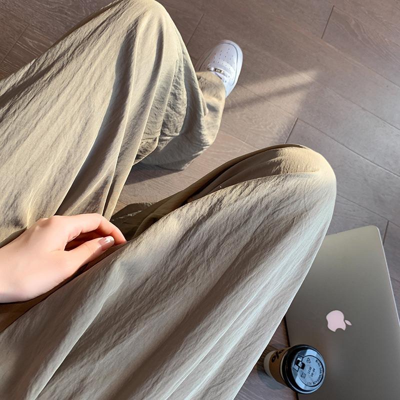 Широкие брюки из ледяного шелка, женские летние брюки с высокой талией, повседневные брюки Yamamoto в японском стиле, повседневные брюки из хлопка и льна