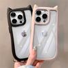 Cartoon 3D Cute Cat Ears Silicone Shockproof Phone Case For iPhone 11 12 13 14 15 16 Pro Max X XR XS Transparent Acrylic Cover