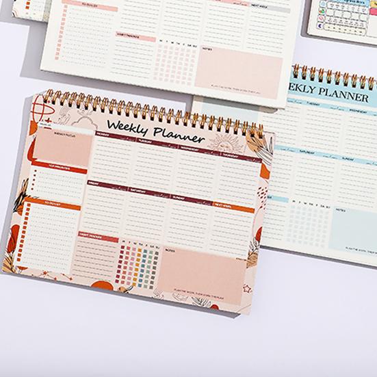 Undated Weekly Planner B5 Weekly To Do List Notebook Spiral Binding Desk Organizer with 52 Sheets for School Task Work Schedule