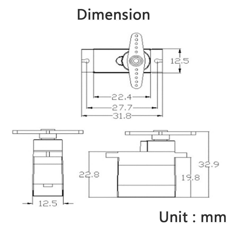 RCmall 4pcs MG90S Servo, Full Metal Gear 9g Micro Servo Upgrade SG90 Servo 180 Degree for Smart Car Robot Arm RC Model (Mechanical Limitations Apply)