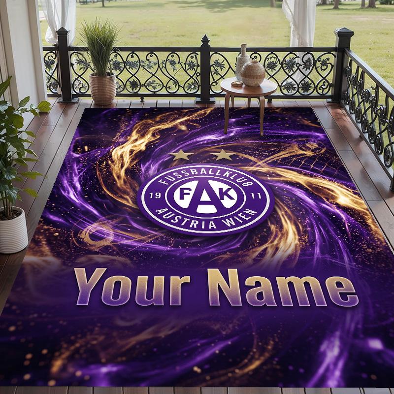 Custom Text Printed Rug Austria Wien FC Non Slip Floor Carpet For Home Room Decor