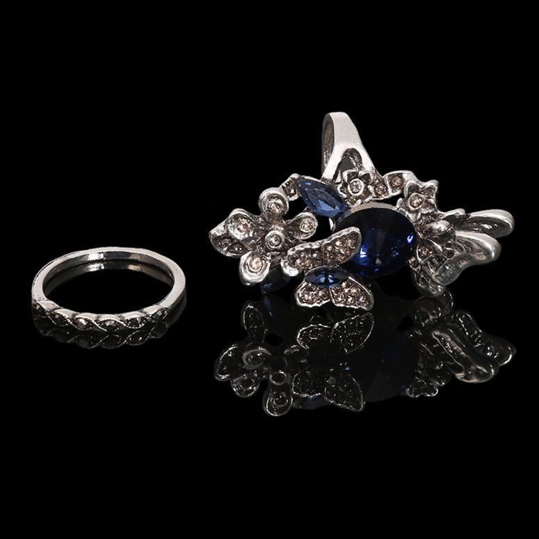 2 Piece Set of Creative Butterfly Ring European and American Court Retro All-match Women Ring