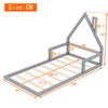90*200cm Children's Bed, Low Bed, House Shape, Solid Pine, Simple Design, Gray