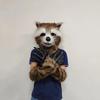 Raccoon Mask Guardians Team 2 Fluffy Rocket Halloween Cosplay Latex Headgear