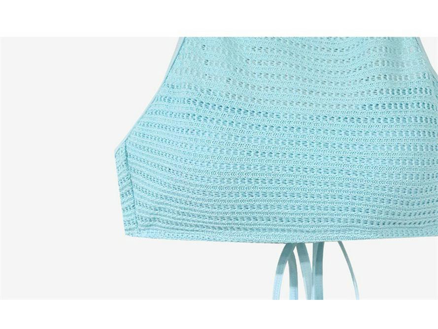 2025 Корейское Сладкое Вязаное Платье с Открытой Спиной: Раздельный купальник Tie-Up Beach Sexy для женщин