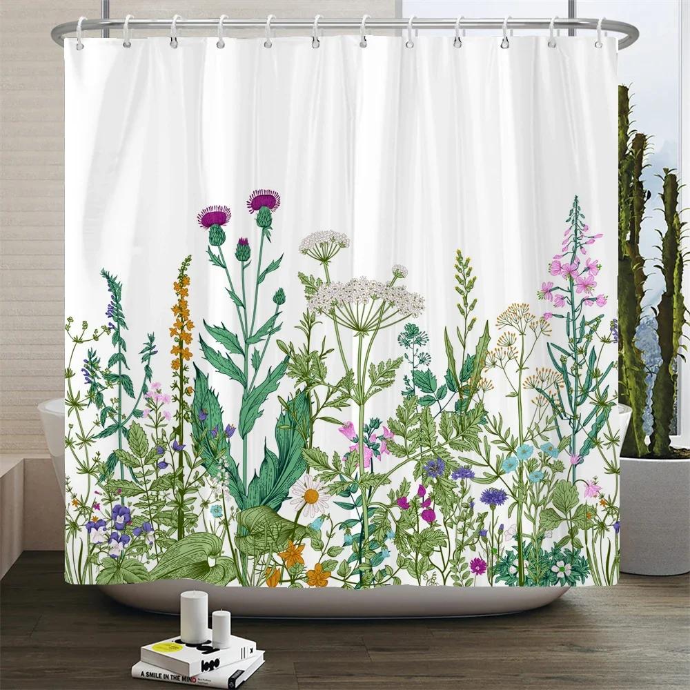 Cactus Shower Curtains Waterproof Polyester Fabric Shower Curtains Tropical Plants Bathroom Screen Curtain Home Decor 180X180cm