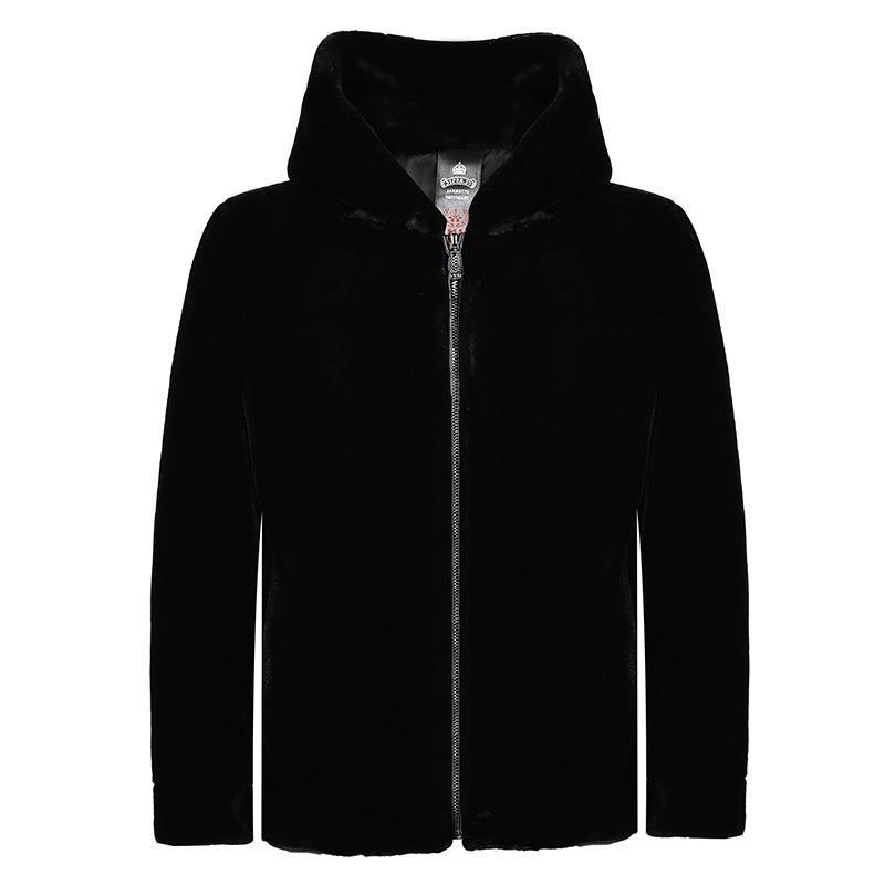 Пальто куртка мужская парка полная норка зимняя теплая норка бархатный контр капюшон черный