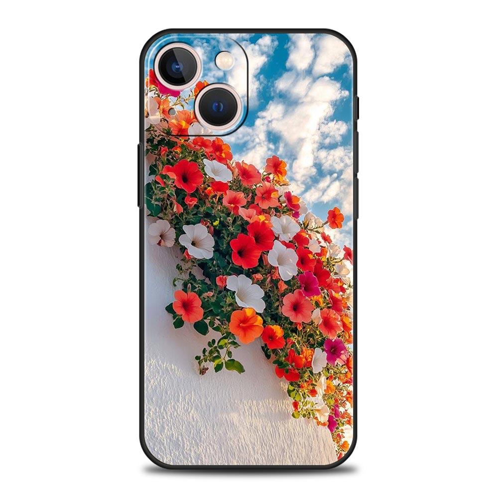 Чехол для телефона для iPhone 17 16e 15 14 13 12 11 Pro Max SE 7 8 Plus Оболочка iPhone 16 Мягкий ТПУ Чехол Мягкий Бледный Маленький Цветок