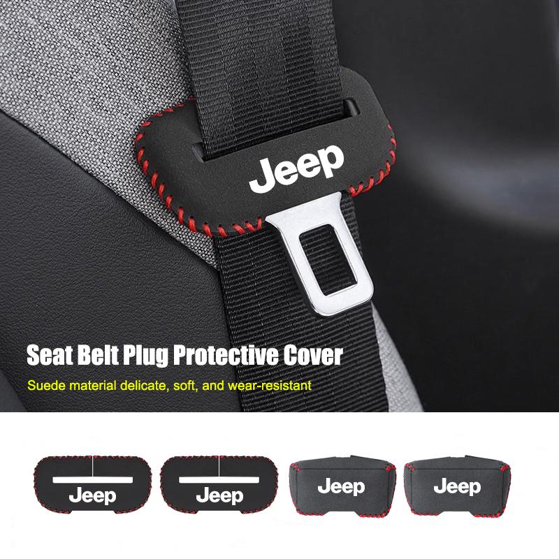 2Pcs Car Safety Belt Plug Protective Covers Auto Accessories For Jeep Grand Cherokee Wrangler JK Gladiator Compass Renegade Patr blhn8