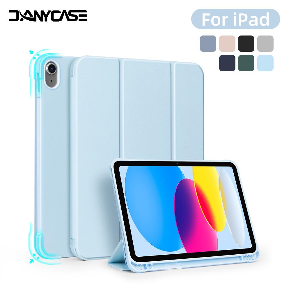 For iPad A16 Case 11th 10th Gen Mini 6 7 For iPad Air 4/5 11 M2/M3/M4 10.9 Shock Case with Side Pencil Holder 3-Fold Cover