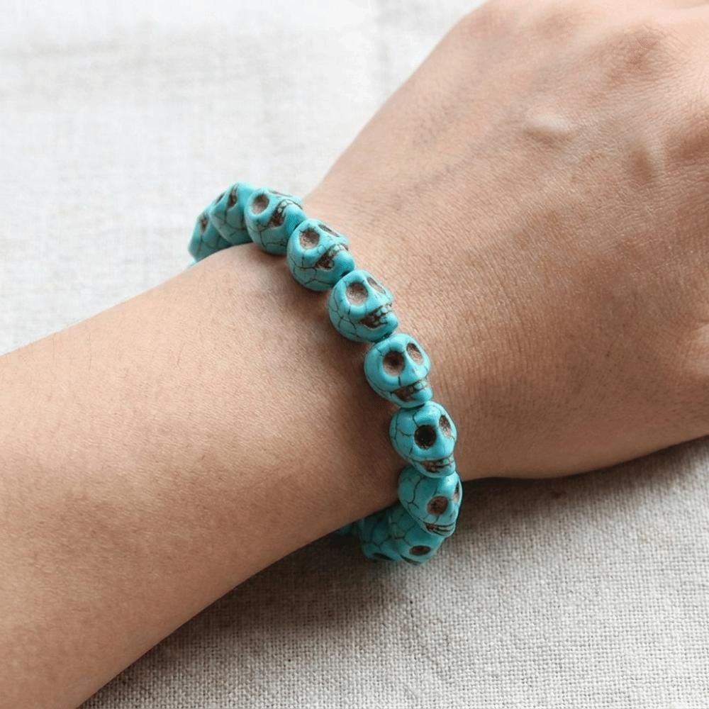 Acrylic Skeleton Beaded Bracelet Bone Stone Elastic Bangle Punk Skull Beaded Bracelet Jewelry