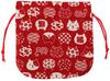 Made In Cotton Drawstring 16 X Small Japanese Red [Kyosuke] Japan, 100% Bag, Approx. 15.5cm, Pouch, Pattern, Nyankomon,