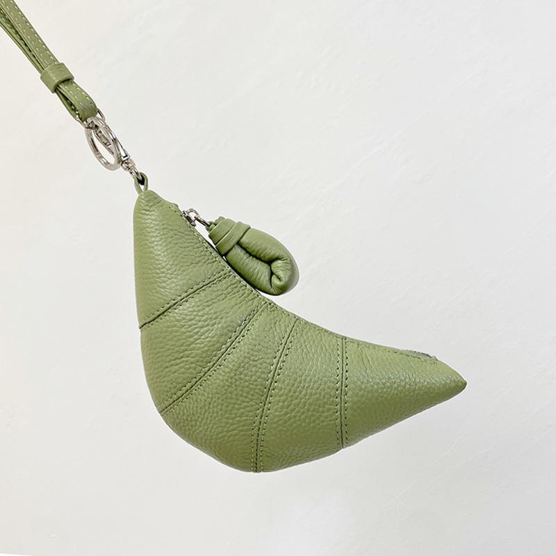 Мини-сумка-круассан из натуральной кожи LE для наушников и ключей - женская сумка-мессенджер из овечьей кожи.