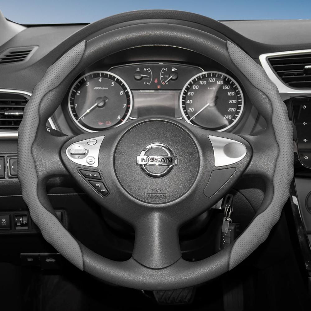Yxkpz10 Подходит для чехла на руль Nissan с волнообразным спортивным дизайном, дышащая кожа, сегментированный противоскользящий, впитывающий пот, защитный