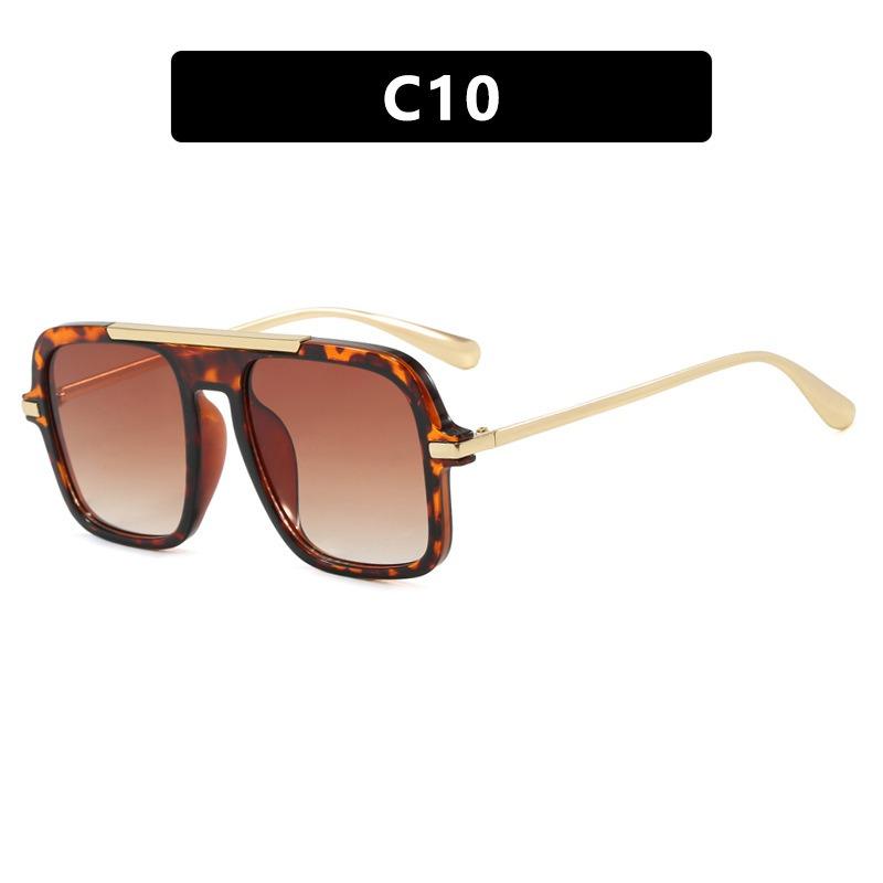 Vintage Colorful Metal Conjoined Square Sunglasses Women Men Retro Trend Sun Glasses Climbing Camping Glasses