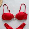 2025 New Sexy Hollow Out Swimsuit Female Solid Color Bikini Flat Chest Strap Swimsuits Fashion Beach Party Bikini Sets Holiday